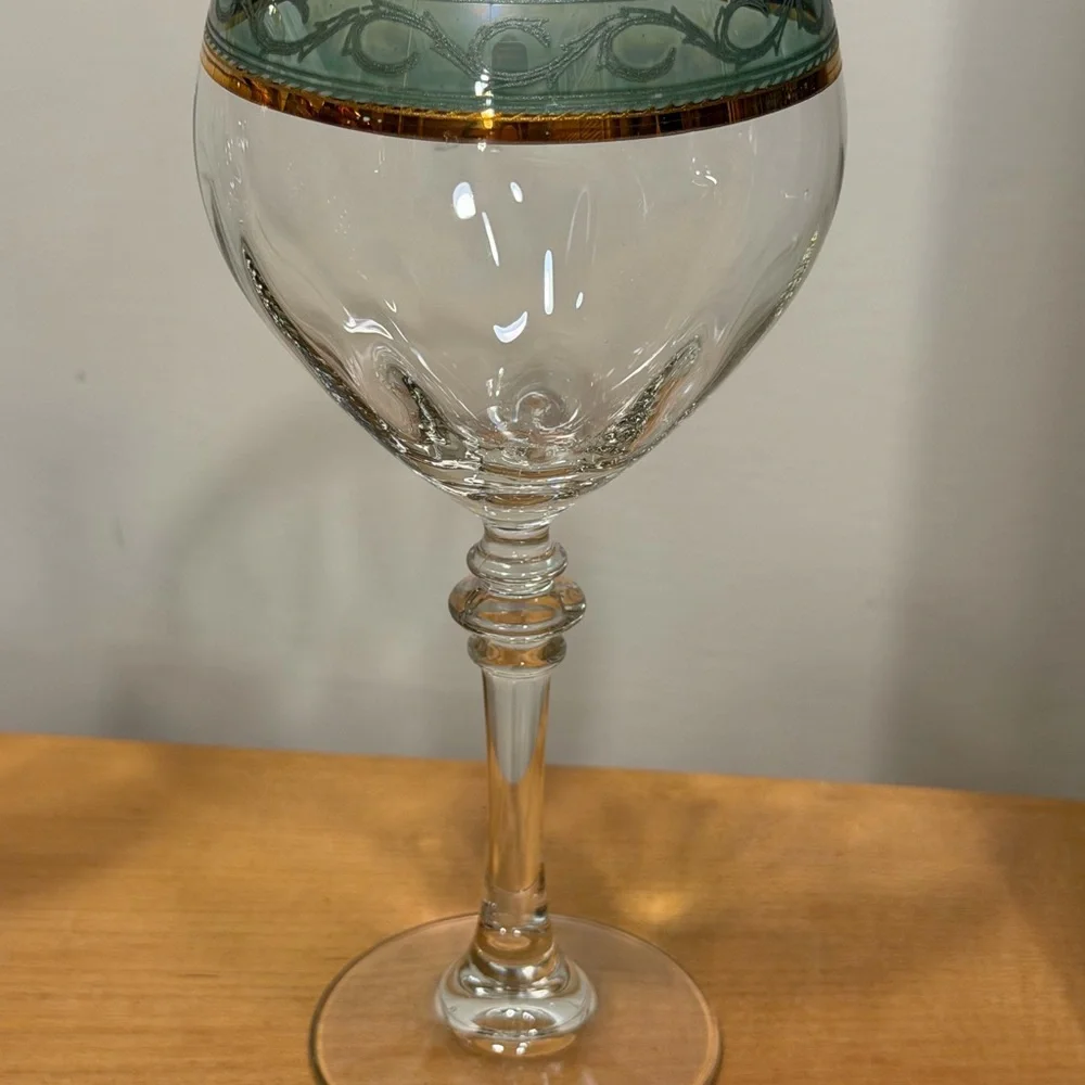 Exquisite Vintage Italian Crystal Wine Glasses by Fumo;‎ Set of 6